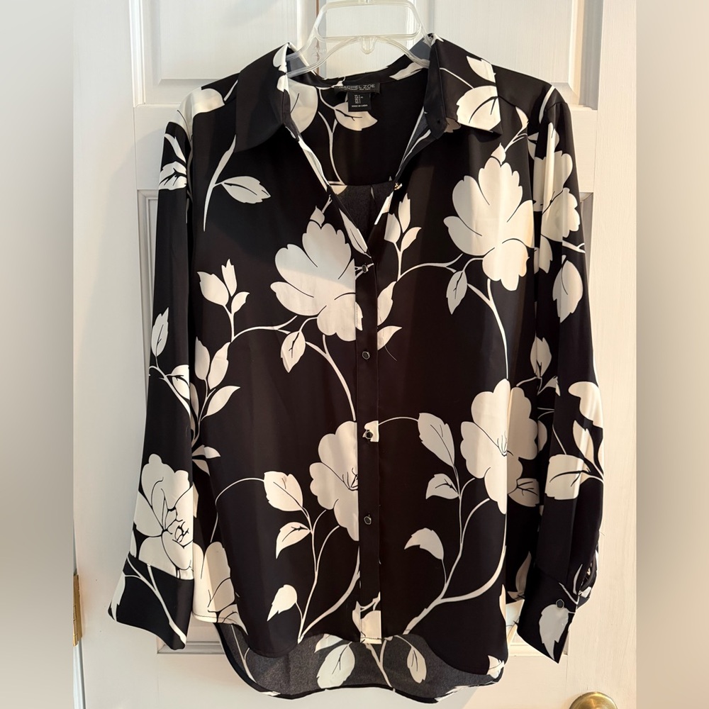 Rachel Zoe Black & White Floral Blouse Large